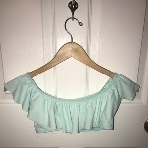 Trendy aqua marine off the shoulder swimsuit top